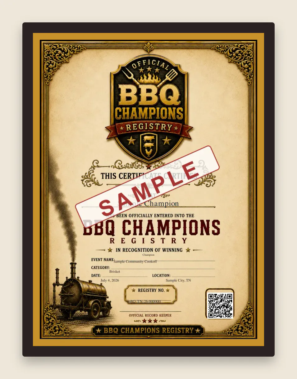 Illustrative sample framed certificate presentation